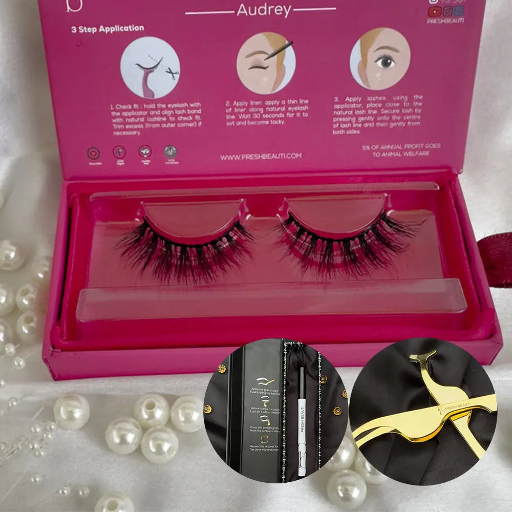 Beginner’s Lash Kit (Eyelash + Applicator + Adhesive eyeliner) | Presh Beauti