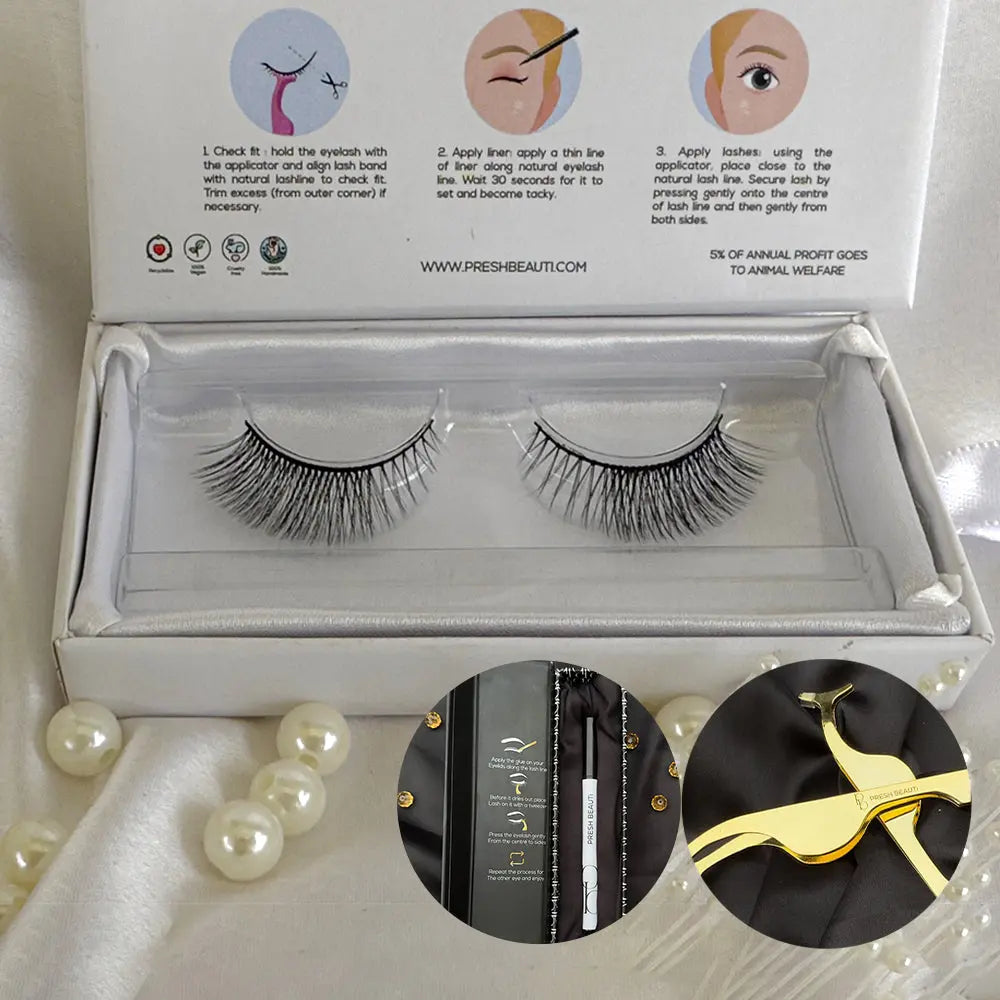 Beginner’s Lash Kit (Eyelash + Applicator + Adhesive eyeliner) | Presh Beauti