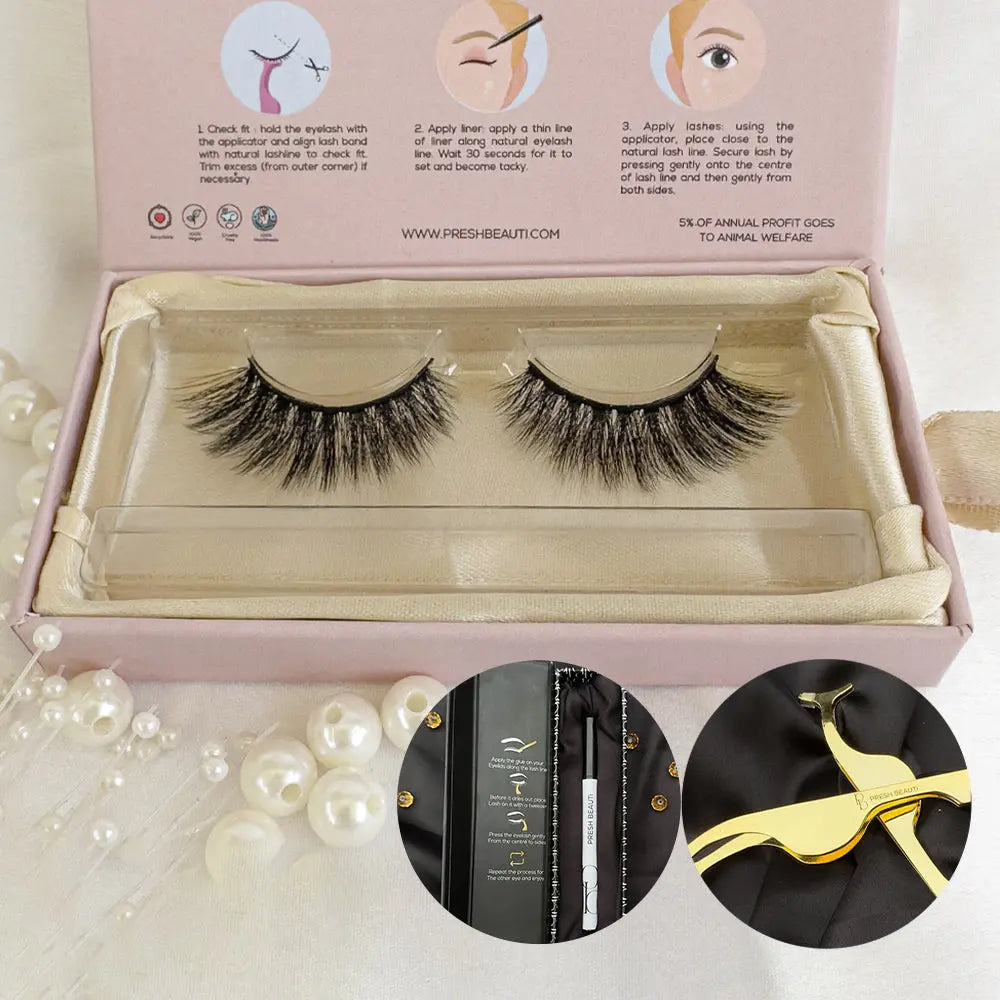 Beginner’s Lash Kit (Eyelash + Applicator + Adhesive eyeliner) | Presh Beauti