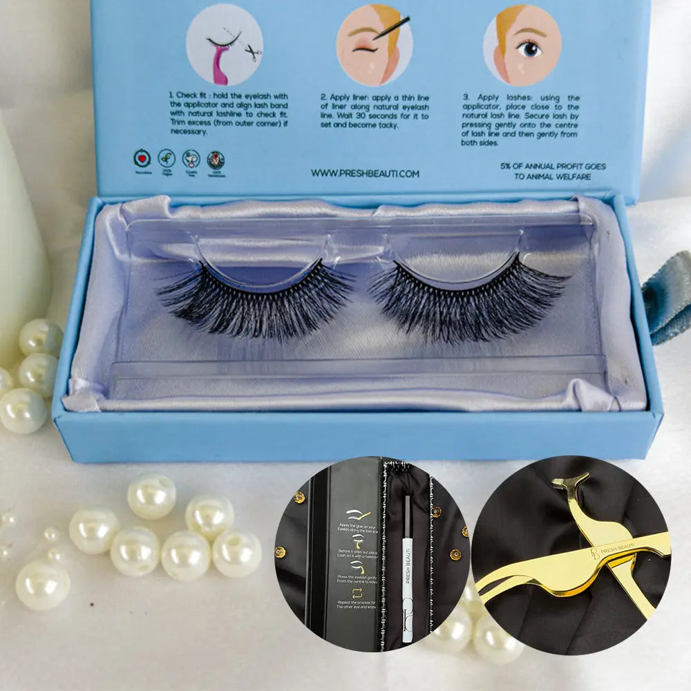 Beginner’s Lash Kit (Eyelash + Applicator + Adhesive eyeliner) | Presh Beauti