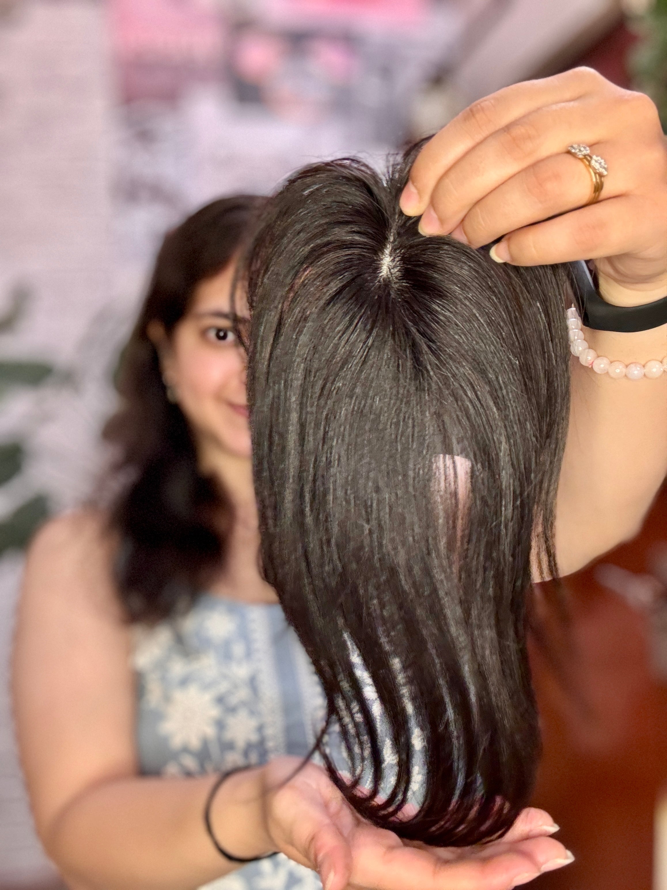 Mini Silk Base Hair Topper 1.5x3 in Budget | Presh Beauti