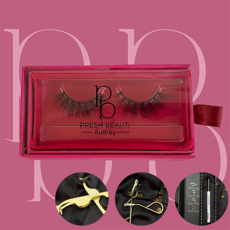 Premium Eyelash Bundle (Eyelash + Adhesive Lash Eyeliner + Gold Lash Curler) | Presh Beauti - Presh Beauti