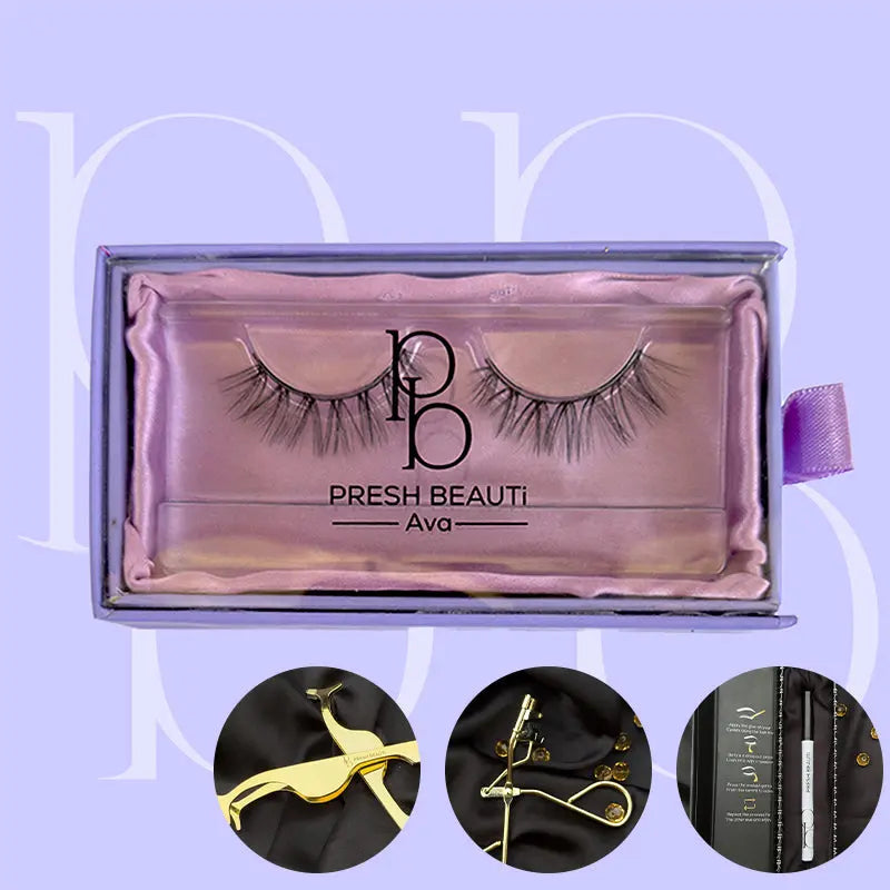 Premium Eyelash Bundle (Eyelash + Adhesive Lash Eyeliner + Gold Lash Curler) | Presh Beauti