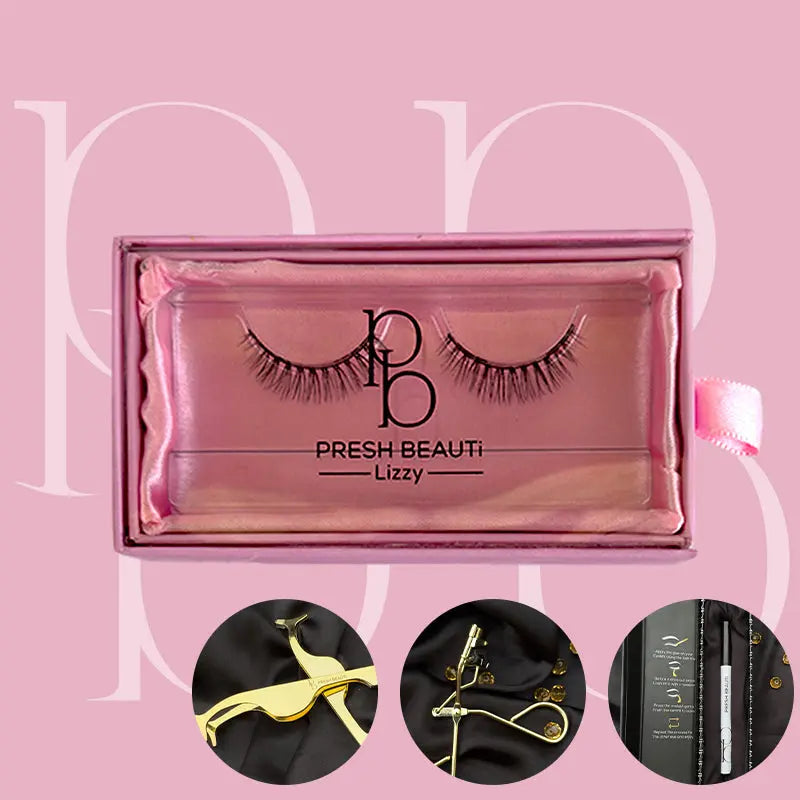 Premium Eyelash Bundle (Eyelash + Adhesive Lash Eyeliner + Gold Lash Curler) | Presh Beauti