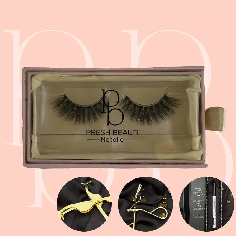 Premium Eyelash Bundle (Eyelash + Adhesive Lash Eyeliner + Gold Lash Curler) | Presh Beauti